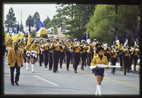 Photograph of the ECU marching band during the 1976 ECU Homecoming parade